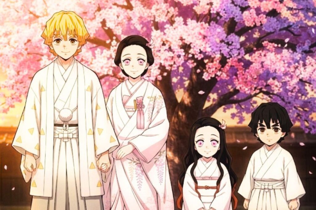 Zenitsu y Nezuko casados por fanart