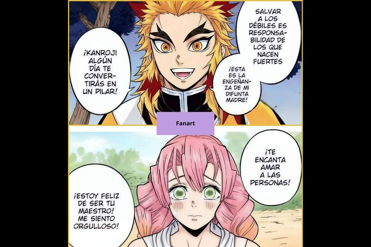 Fanart emotivo de Rengoku y Mitsuri kanroji