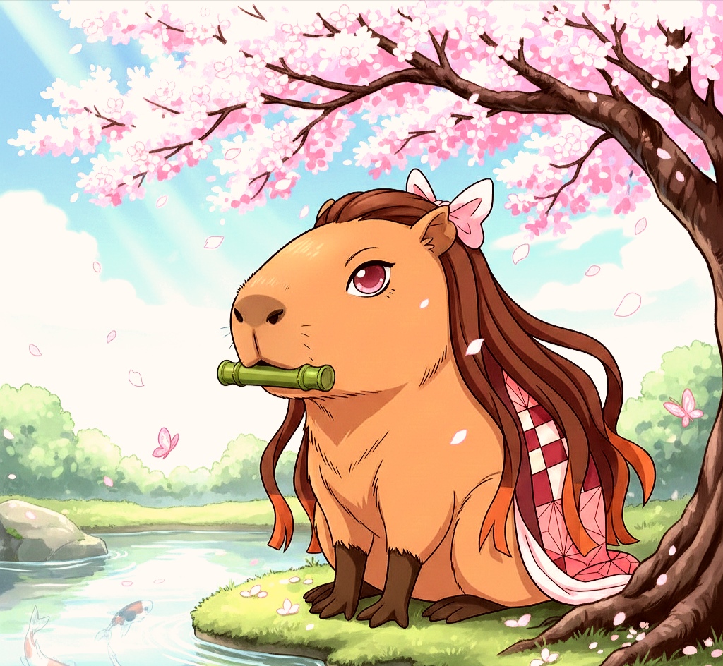 Así se ve Nezuko como una capibara