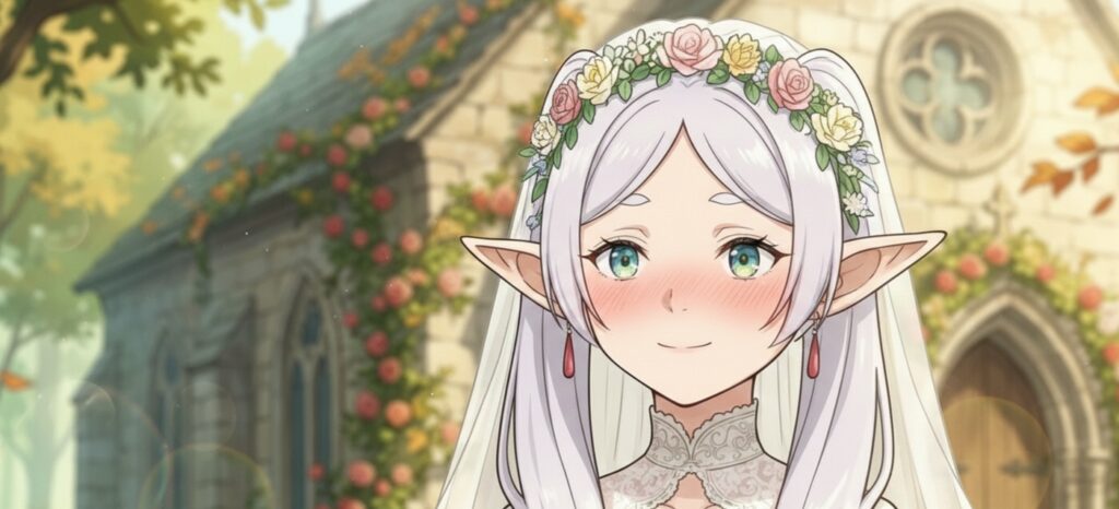 Frieren vestida de novia por fanart