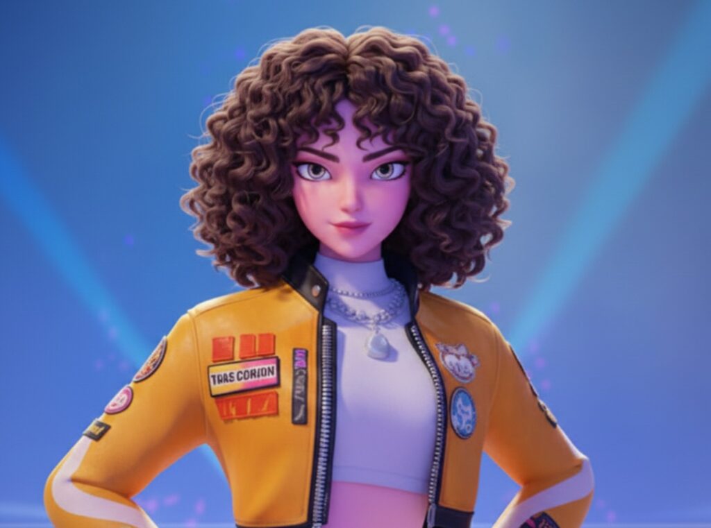 Rumi de las guerreras K-pop con el look de cabello chinito